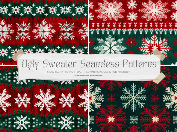 Download Ugly Christmas Sweater Seamless Patterns - Premium Resources