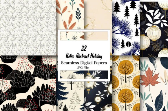 Download Retro Abstract Holiday Digital Paper - Premium Resources