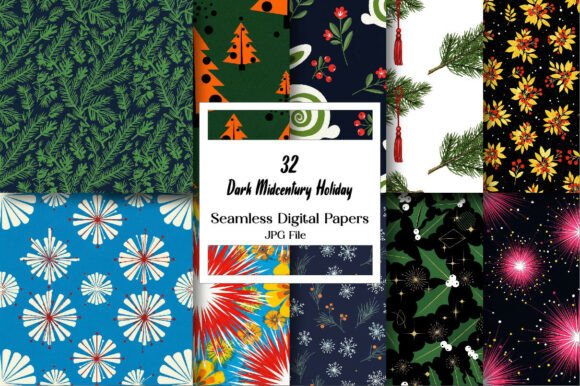 Download Dark Midcentury Holiday Digital Paper - Premium Resources