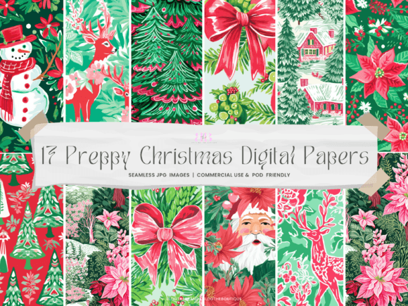Download Preppy Christmas Seamless Digital Papers - Premium Resources