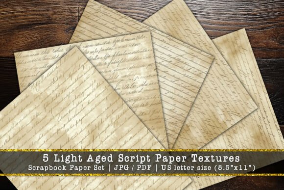 Download Light Aged Script Scrapbook Paper Pack - Premium Resources